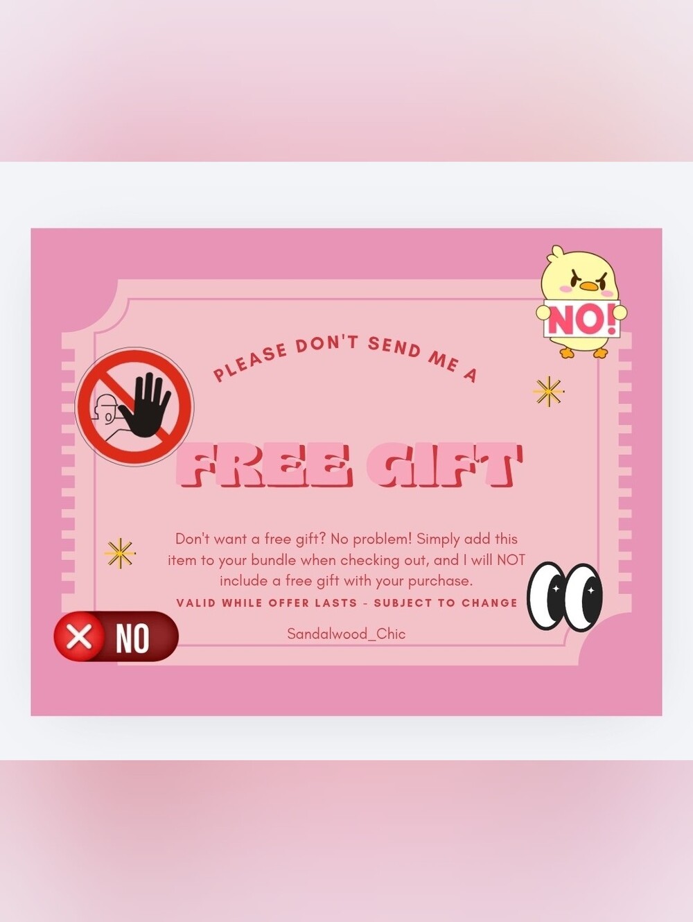 Add this to your bundle of $15 or more if you do NOT want a free gift.